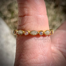 Load image into Gallery viewer, Cremation Ash Half Band Memorial Ring with Birthstones
