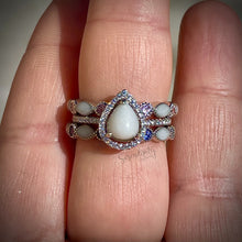 Load image into Gallery viewer, Teardrop Breastmilk Ring with Two Stackable Birthstone Half Bands
