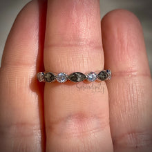 Load image into Gallery viewer, Cremation Ash Half Band Memorial Ring with Birthstones
