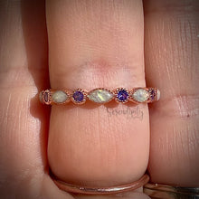 Load image into Gallery viewer, Cremation Ash Half Band Memorial Ring with Birthstones
