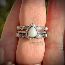 Load image into Gallery viewer, Teardrop Breastmilk Ring with Two Stackable Birthstone Half Bands
