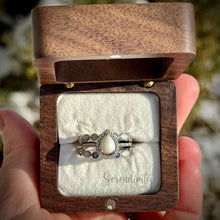 Load image into Gallery viewer, Teardrop Breastmilk Ring with Two Stackable Birthstone Half Bands
