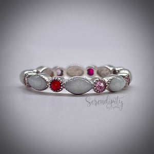 Breast Milk Full Band Memorial Ring with Multiple Birthstones