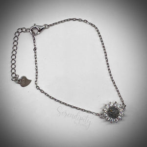 6mm Cremation Stone with a Pointed Halo of Cubic Zirconia Bracelet