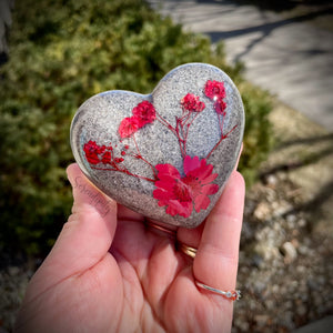 3 inch Resin Heart with Dried Flowers and Cremation Ash