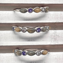 Load image into Gallery viewer, Cremation Ash Half Band Memorial Ring with Birthstones
