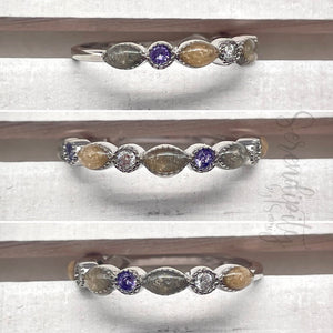 Cremation Ash Half Band Memorial Ring with Birthstones