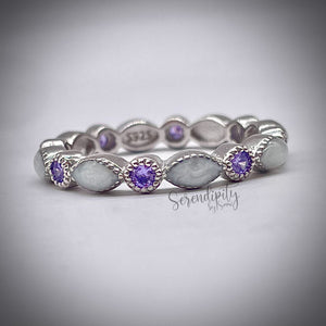 Breast Milk Full Band Memorial Ring with Birthstones