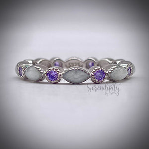 Breast Milk Full Band Memorial Ring with Birthstones