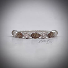 Load image into Gallery viewer, Cremation Ash Half Band Memorial Ring with Birthstones
