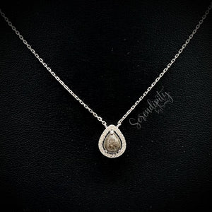 6x8mm Sterling Silver Tear Drop Cremation Ash Pendant with a Cubic Zirconia Halo