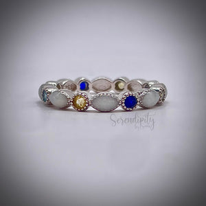 Breast Milk Full Band Memorial Ring with Multiple Birthstones