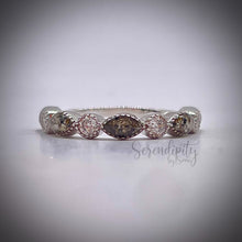 Load image into Gallery viewer, Cremation Ash Half Band Memorial Ring with Birthstones
