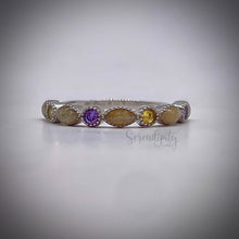 Load image into Gallery viewer, Cremation Ash Half Band Memorial Ring with Birthstones
