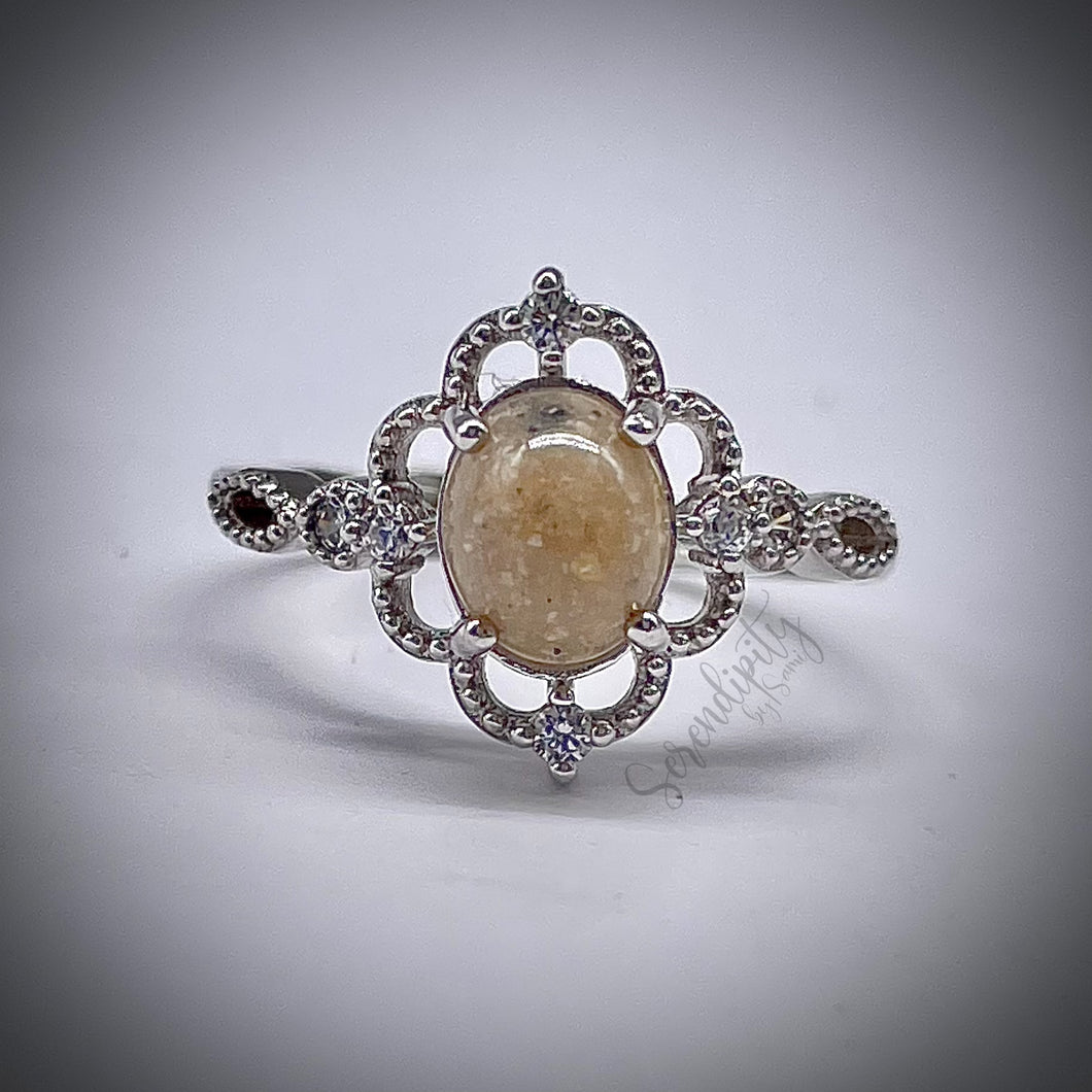 Vintage Style Cremation Ash Memorial Ring