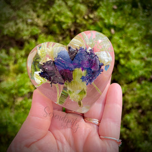 2 inch Resin Heart with Dried Flowers and Cremation Ash