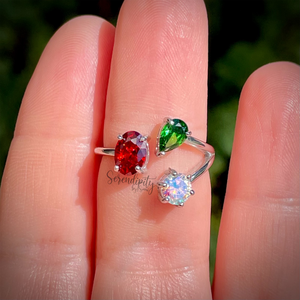 Three Different Stone Birthstone Ring