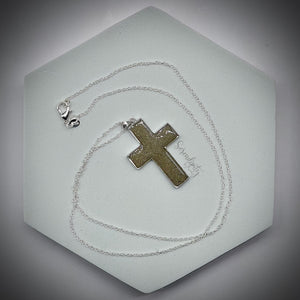 Sterling Silver Cross Cremation Remains Pendant