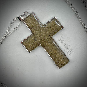 Sterling Silver Cross Cremation Remains Pendant