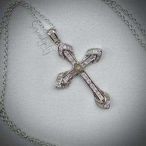 Sterling Silver Cross with 4x6mm Cremation “Stone” Pendant