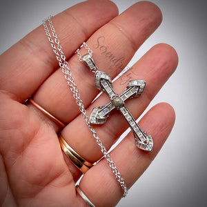 Sterling Silver Cross with 4x6mm Cremation “Stone” Pendant