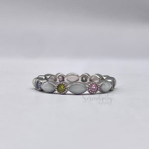 Breast Milk Full Band Memorial Ring with Multiple Birthstones