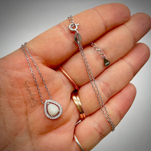 6x8mm Sterling Silver Tear Drop Breast Milk Pendant with a Cubic Zirconia Halo