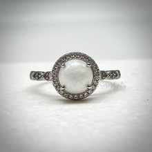 Load image into Gallery viewer, 8mm Round Breastmilk Keepsake Ring with Cubic Zirconia Halo
