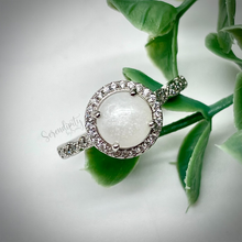 Load image into Gallery viewer, 8mm Round Breastmilk Keepsake Ring with Cubic Zirconia Halo
