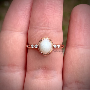 6x8mm Oval Breast Milk Keepsake Ring with Cubic Zirconia