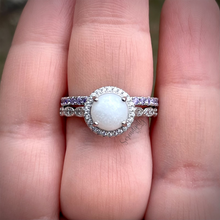 Load image into Gallery viewer, Stackable Keepsake Ring with Breastmilk Stone and Birthstone Band
