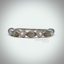 Load image into Gallery viewer, Cremation Ash Half Band Memorial Ring with Birthstones
