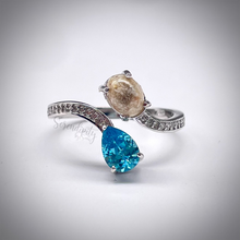 Load image into Gallery viewer, Two Stone Ring with Cremation and Birthstone
