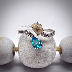 Two Stone Ring with Cremation and Birthstone