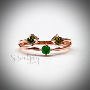 3mm Three Stone Birthstone Ring