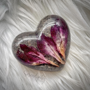 3 inch Resin Heart with Dried Flowers and Cremation Ash