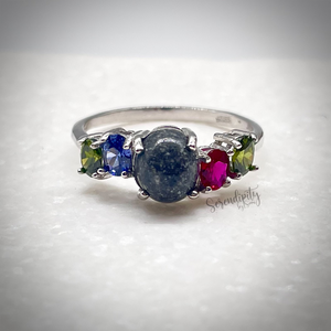 Five Stone Cremation Ash Ring with Birthstones