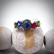 Load image into Gallery viewer, Five Stone Cremation Ash Ring with Birthstones
