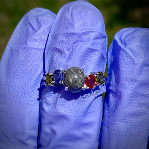 Five Stone Cremation Ash Ring with Birthstones