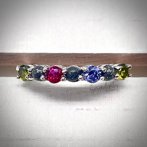 3mm Seven Stone Round Cremation Ash Ring with Birthstones