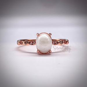 Breast Milk Keepsake Ring with 6x8mm Breast Milk “Stone” and Marquise and Circle Band