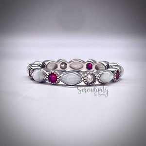 Breast Milk Full Band Memorial Ring with Multiple Birthstones