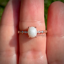 Load image into Gallery viewer, Breast Milk Keepsake Ring with 6x8mm Breast Milk “Stone” and Marquise and Circle Band
