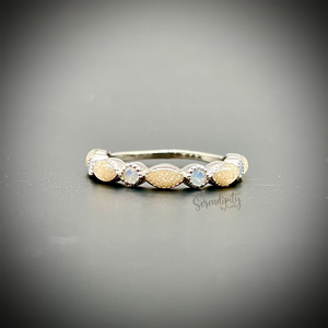 Cremation Ash Half Band Memorial Ring with Birthstones