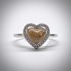 Heart Memorial Ring with Cubic Zirconia Halo