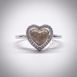 Heart Memorial Ring with Cubic Zirconia Halo