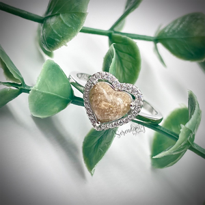 Heart Memorial Ring with Cubic Zirconia Halo