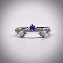 Load image into Gallery viewer, 3mm Three Stone Round Breast Milk Ring with Birthstone
