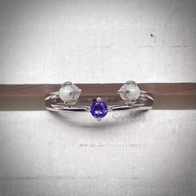 Load image into Gallery viewer, 3mm Three Stone Round Breast Milk Ring with Birthstone
