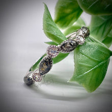 Load image into Gallery viewer, V Shape Cremation Half Band Memorial Ring with Birthstones
